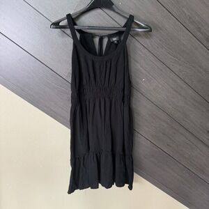 Mossimo Women's Sleeveless Smocked Waist Tiered Mini Dress Medium Black BOHO
